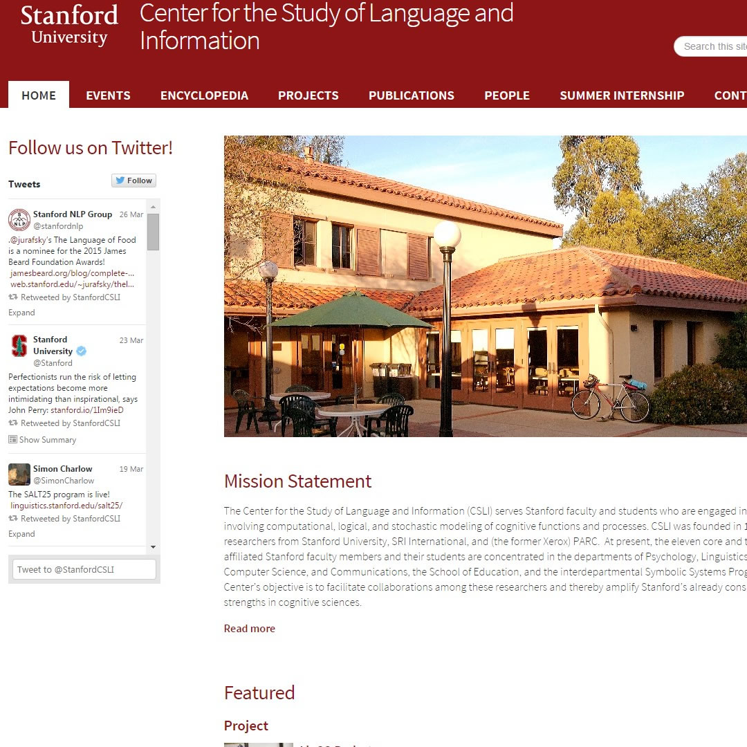 Stanford Center for the Study of Language and Information Home Page image