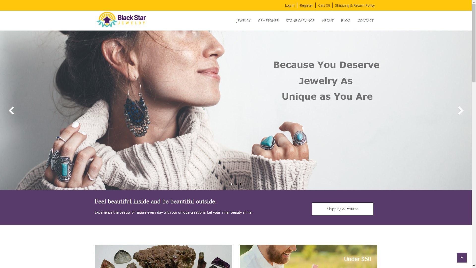 Black Star Jewelry New Ecommerce Design and Site Upgrade Homepage