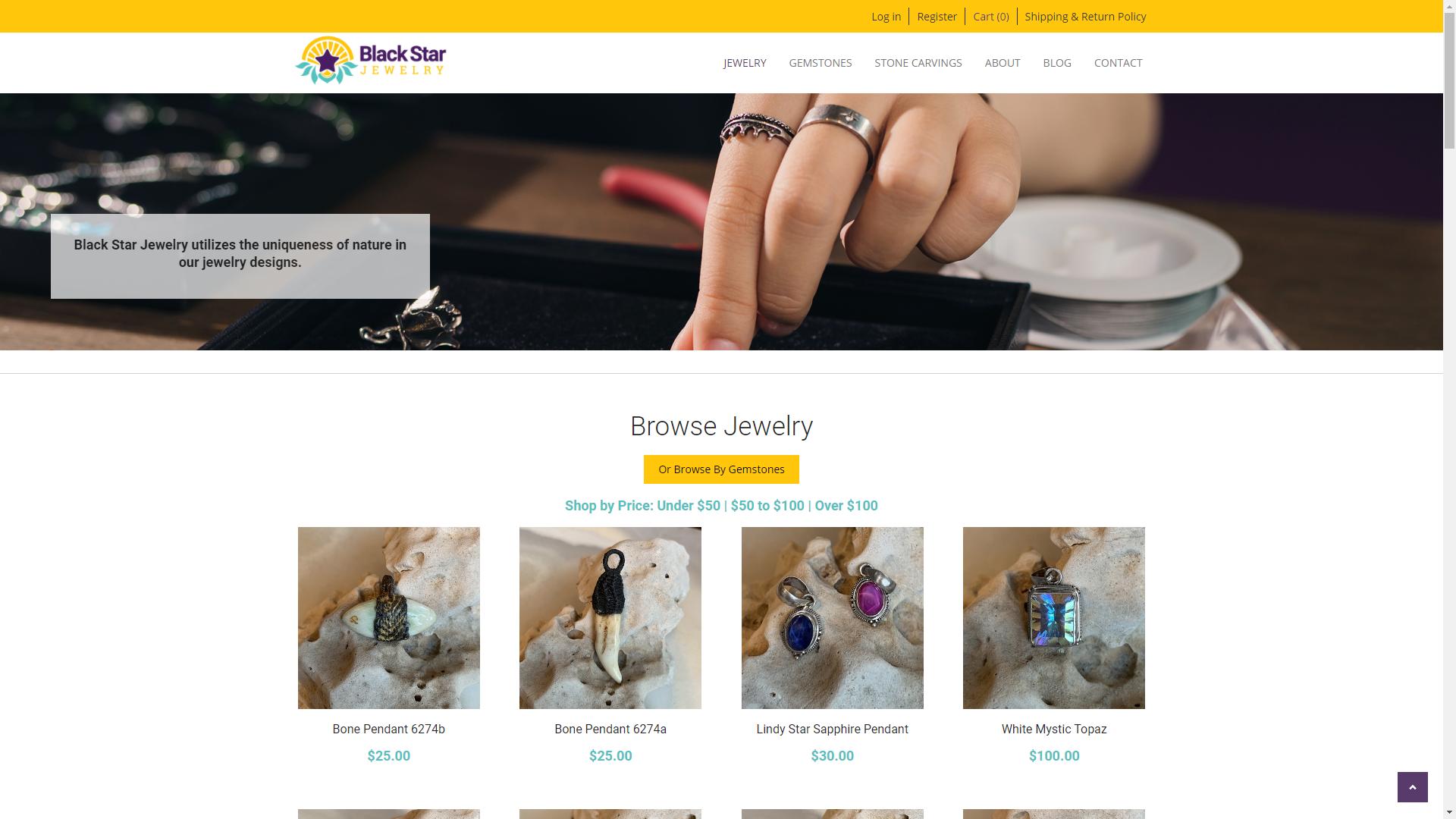 Black Star Jewelry New Ecommerce Design and Site Upgrade Jewelry Listing Page