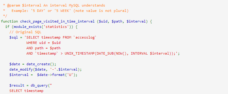 Code for determining if a Drupal page was visited image