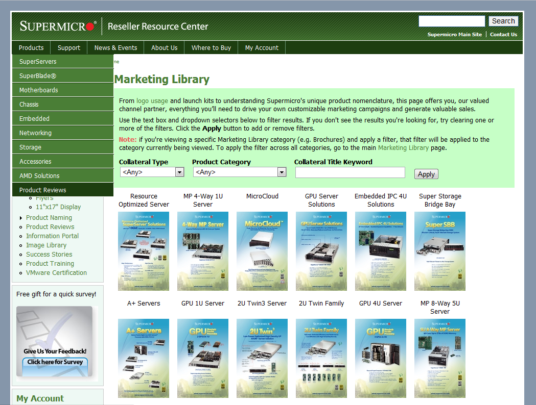 Supermicro Computer Inc. Reseller Portal Marketing Library