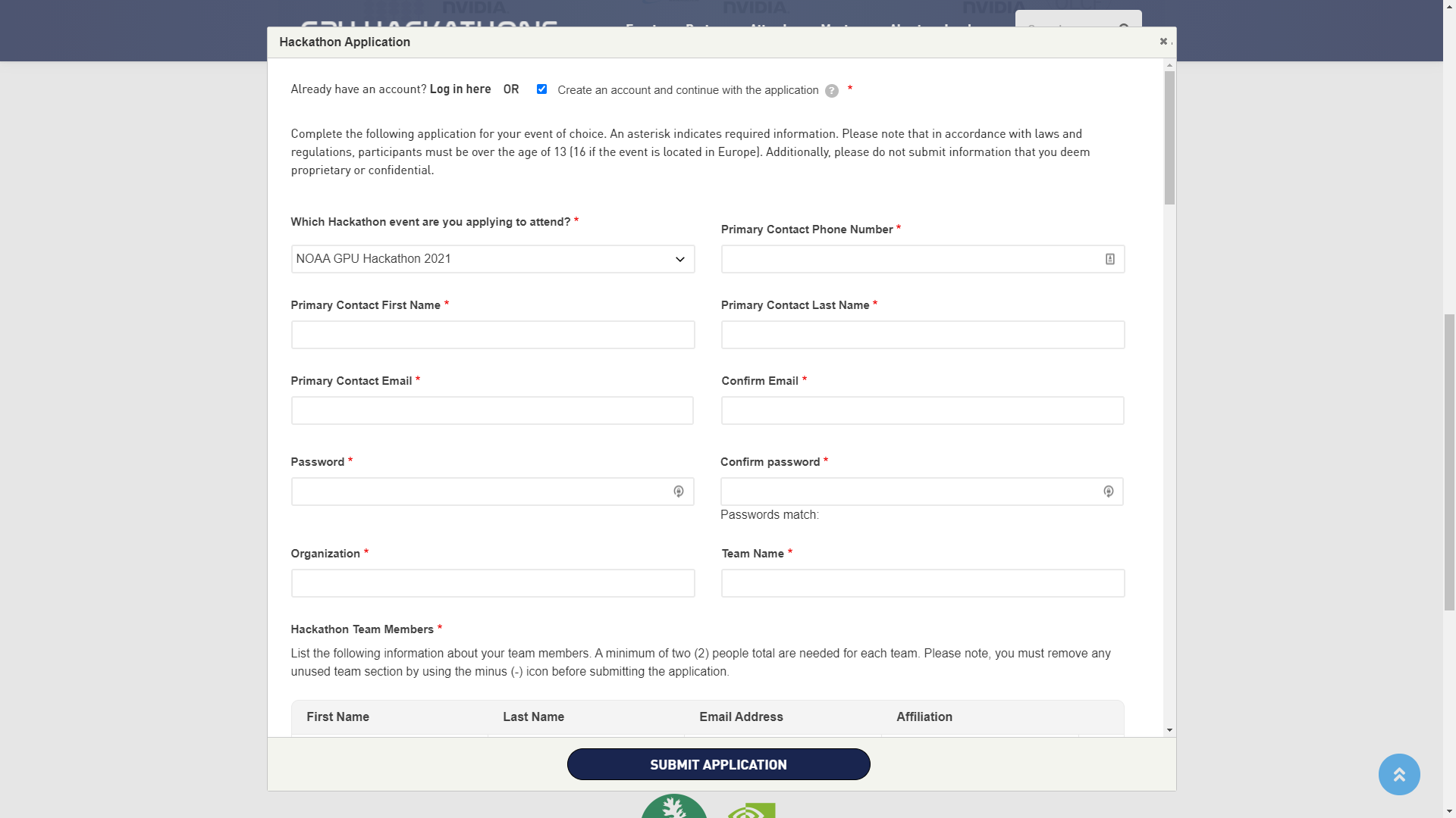 Nvidia/OpenACC  GPU Hackathons Popup Application Form