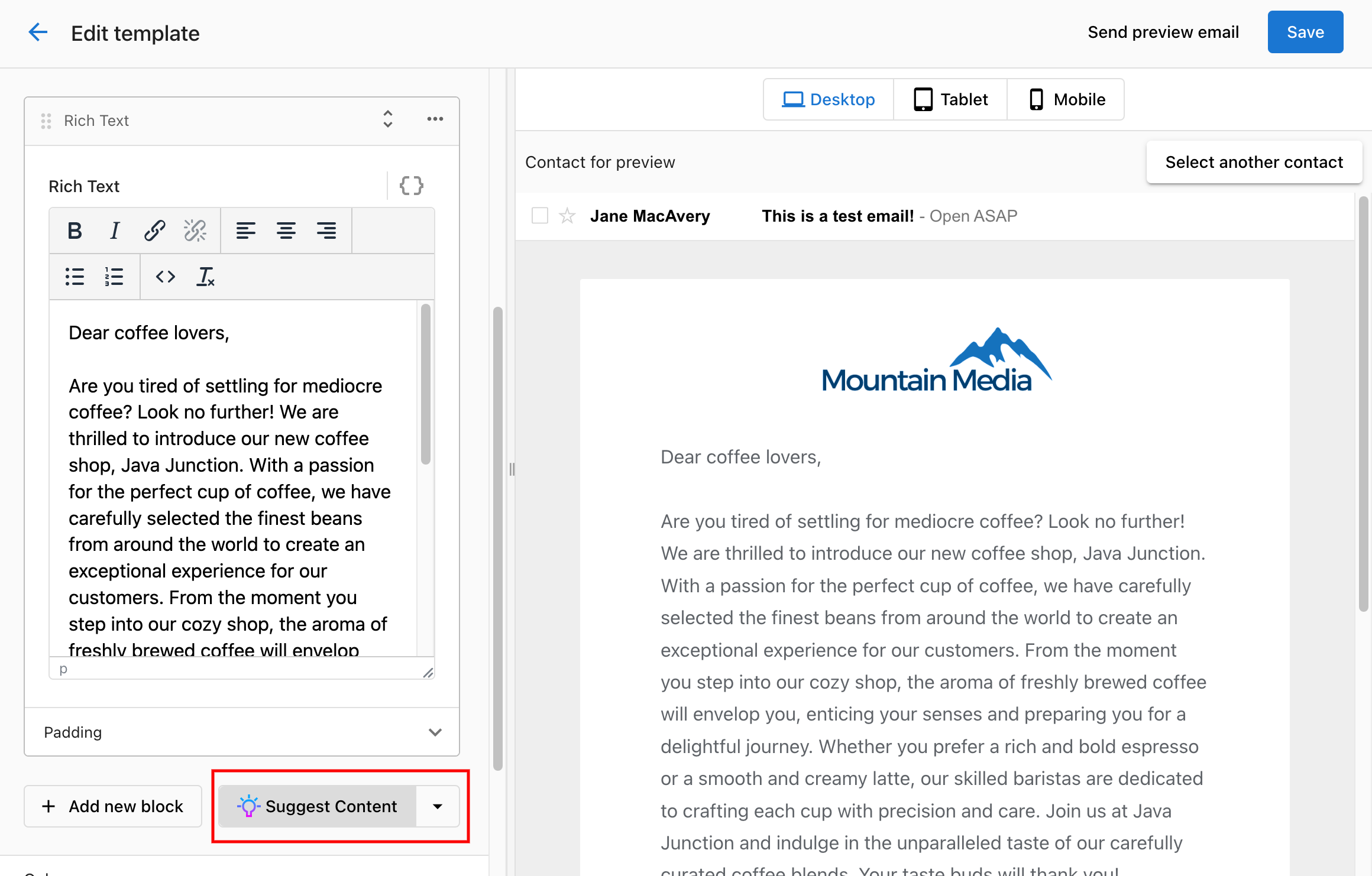 Build Email and SMS Campaigns Quickly with AI-Driven Suggested Content