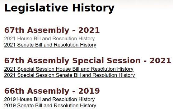 NDLC website legislative history listing page before the redesign