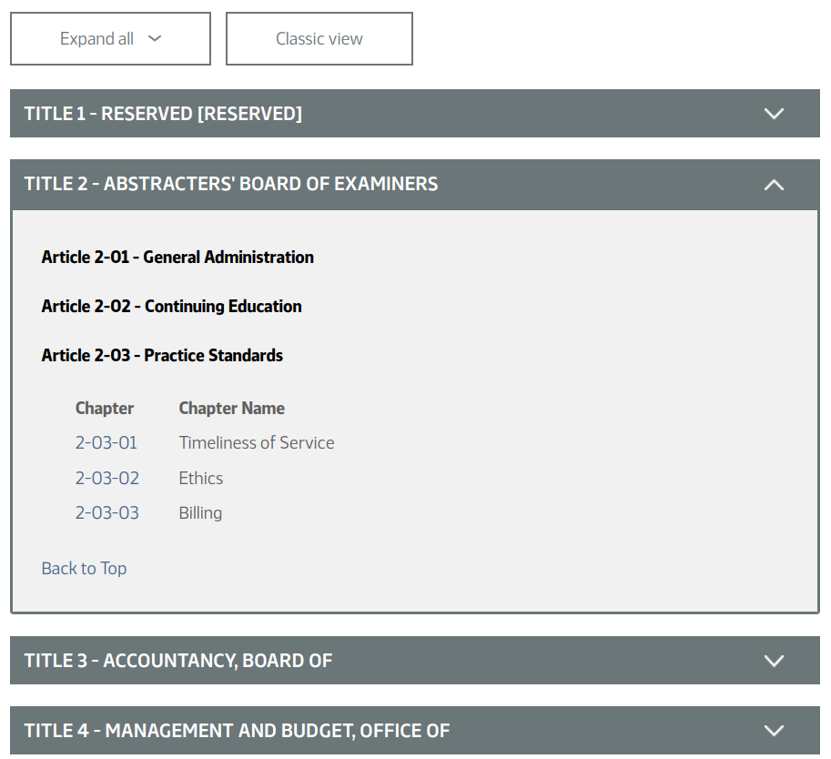 NDLC Century Code and Administrative Rules pages after the redesign