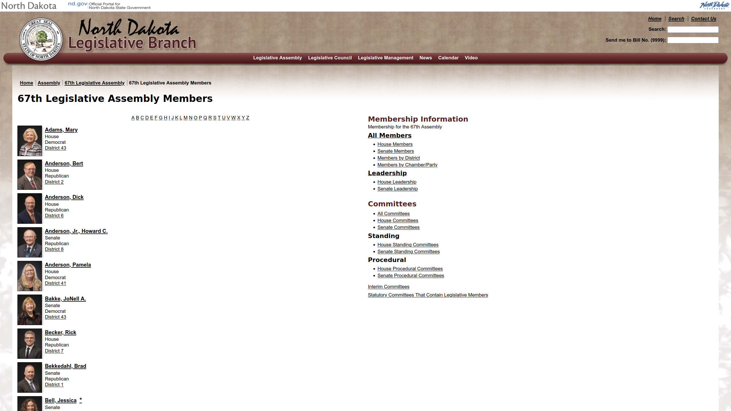 NDLC website legislative assembly member listing before the redesign