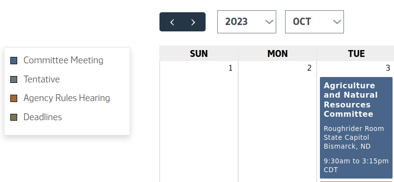 NDLC Legislative Calendar after the redesign